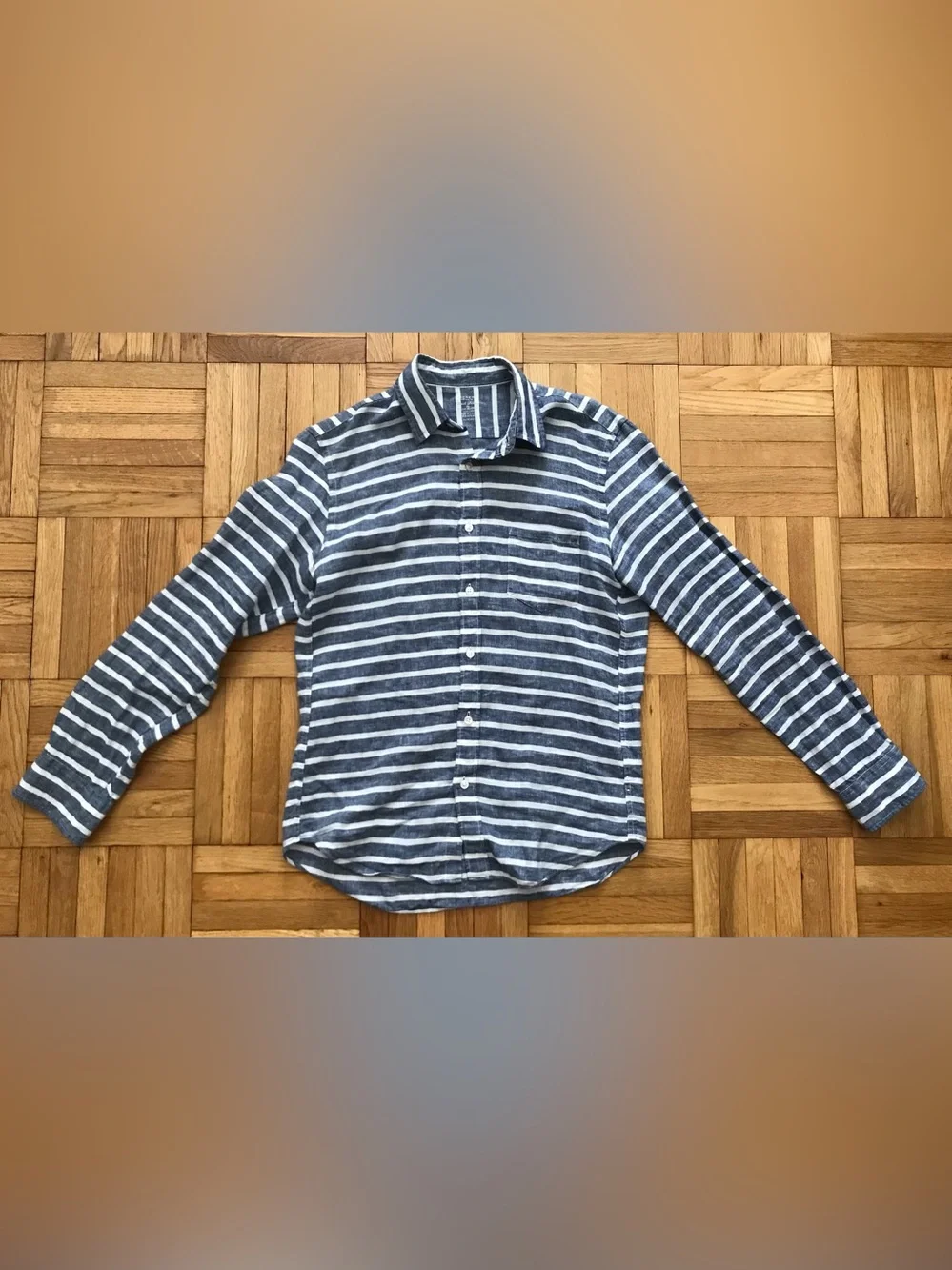Size Medium Mens J.Crew Baird McNutt Irish Linen Slim Fit Shirt Blue Stripes
